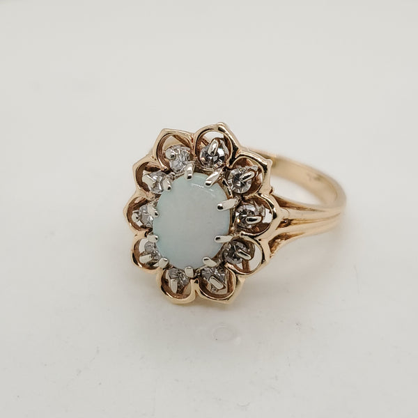 14kt Yellow Gold Opal and Diamond Ring