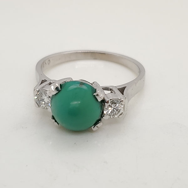 18kt White Gold Turquoise and Diamond Ring