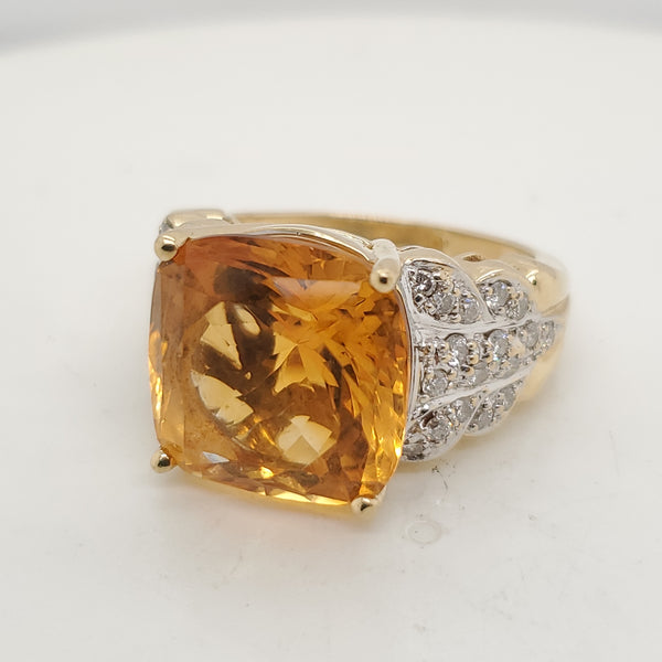 14kt Yellow Gold Citrine and Diamond Ring