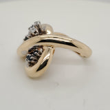 Modernist 14kt Yellow Gold Sapphire and Diamond Ring