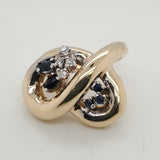 Modernist 14kt Yellow Gold Sapphire and Diamond Ring