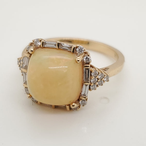Pre-Owned Effy Aurora 14Kt Yellow Gold Opal And Diamond Ring