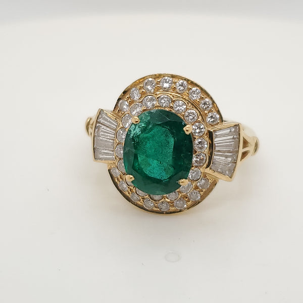 18kt Yellow Gold Emerald and Diamond Ring