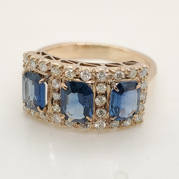 18kt Yellow Gold Sapphire and Diamond Ring