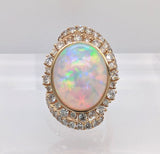14K Yellow Gold Opal and Diamond Bypass Ring