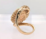 14K Yellow Gold Opal and Diamond Bypass Ring