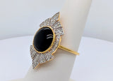 Art Deco Style 14K Yellow and White Gold Onyx and Diamond Ring