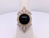 Art Deco Style 14K Yellow and White Gold Onyx and Diamond Ring