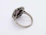 Platinum Fancy Pink Sapphire and Black Onyx Ring