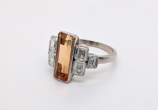 Platinum Imperial Topaz and Diamond Ring
