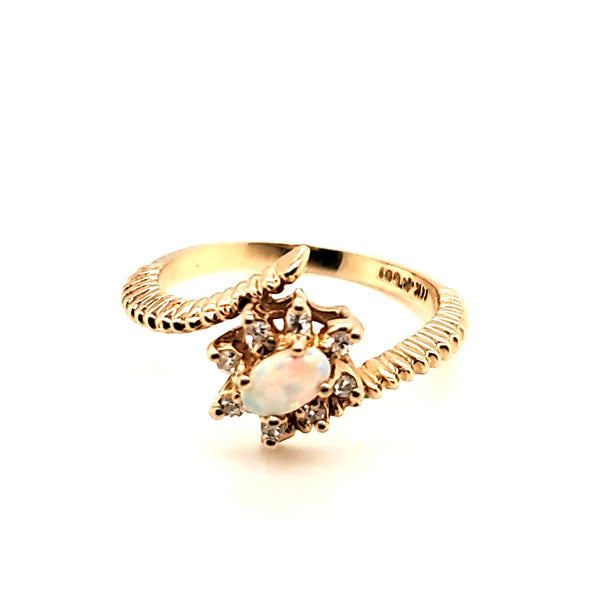 14kt Yellow Gold Opal and Diamond Ring