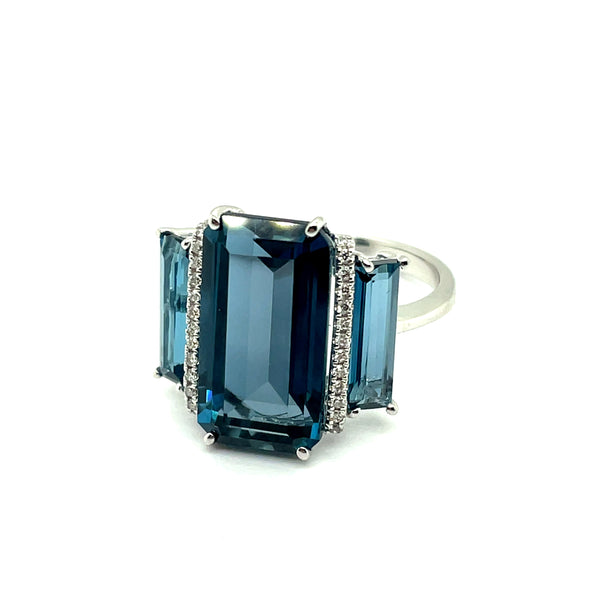 14kt White Gold 8.31 Ctw London Blue Topaz And Diamond Ring