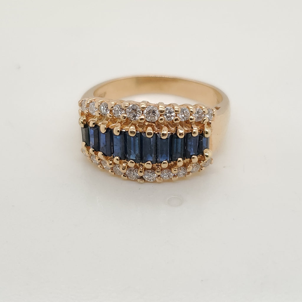 14kt Yellow Gold Sapphire and Diamond Ring