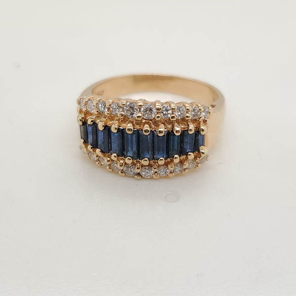 14kt Yellow Gold Sapphire and Diamond Ring