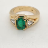 18kt Yellow Gold Emerald and Diamond Ring