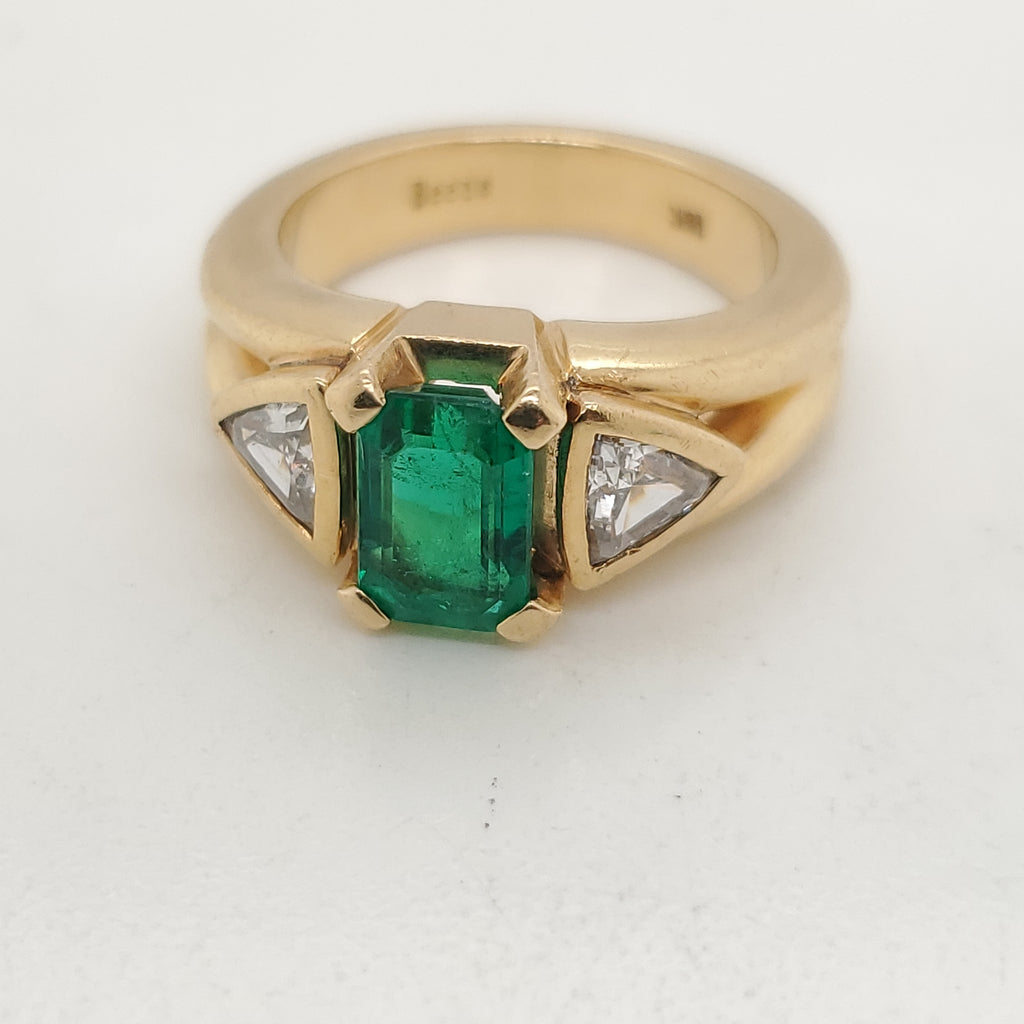 18kt Yellow Gold Emerald and Diamond Ring