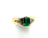 18kt Yellow Gold Emerald and Diamond Ring
