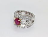 14K White and Yellow Gold 1.82ct Burmese Ruby and Diamond Ring