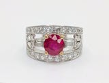 14K White and Yellow Gold 1.82ct Burmese Ruby and Diamond Ring