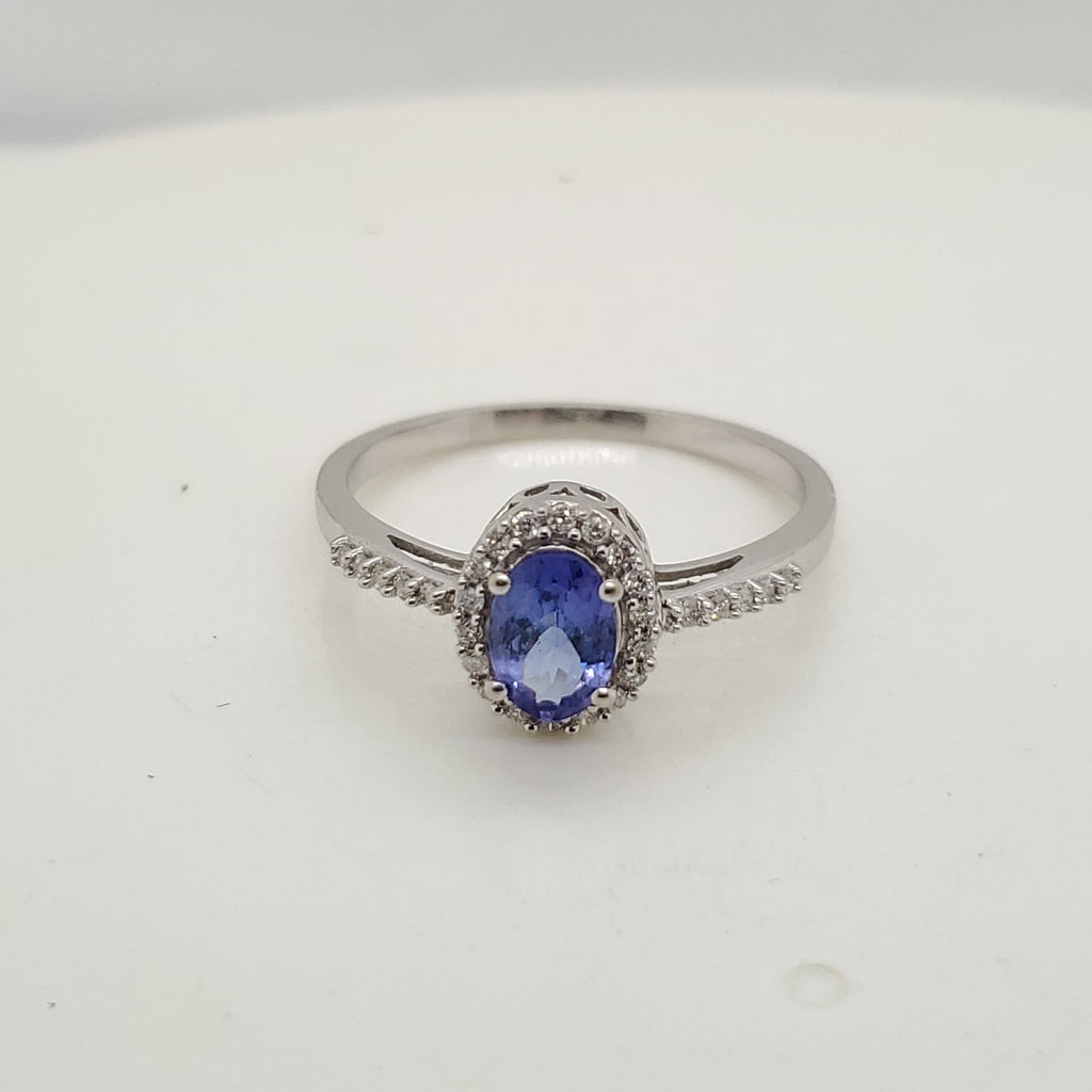 14kt White Gold Tanzanite & Diamond Ring