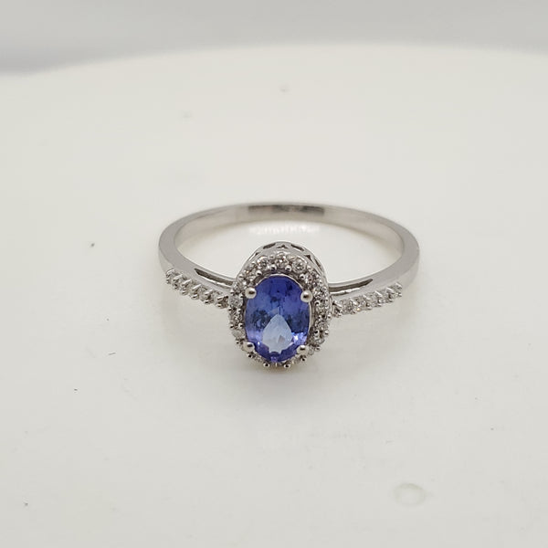 14kt White Gold Tanzanite & Diamond Ring