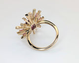 14K Yellow Gold Rhodolite Garnet, Diamond, and Pink Sapphire Ring