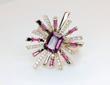 14K Yellow Gold Rhodolite Garnet, Diamond, and Pink Sapphire Ring