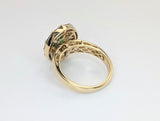 14K Yellow Gold Emerald, Sapphire, and Diamond Rotating Ring