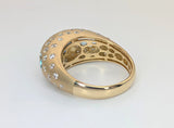 14K Yellow Gold Blue Topaz and Diamond Ring