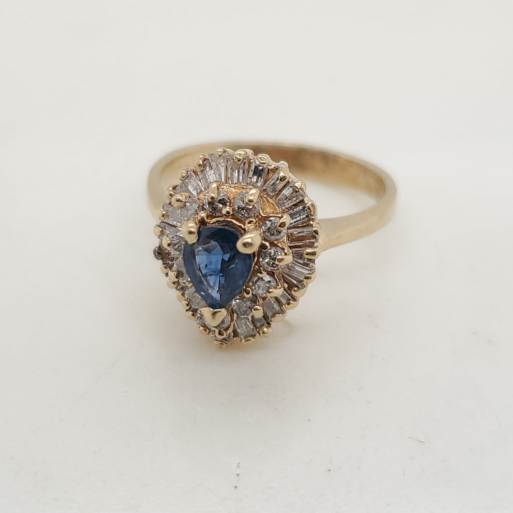 14kt Yellow Gold Sapphire and Diamond Ring
