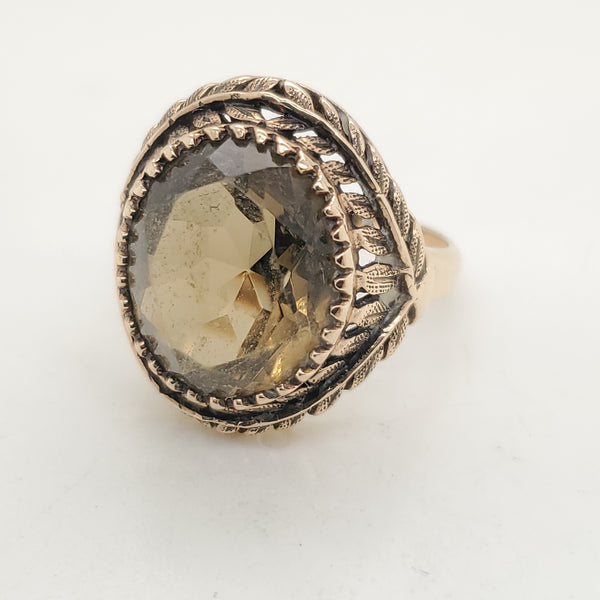 Vintage 10kt Yellow Gold smoky Quartz Ring