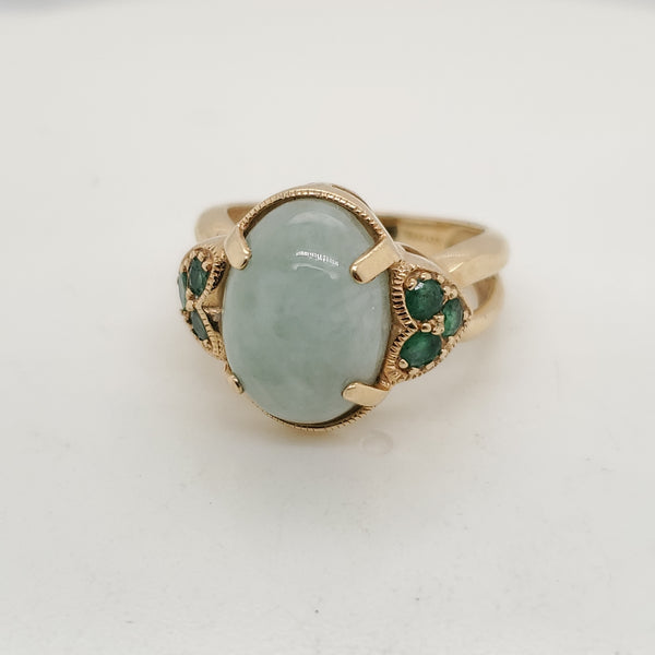 14kt YellowGold Jade and Emerald Ring