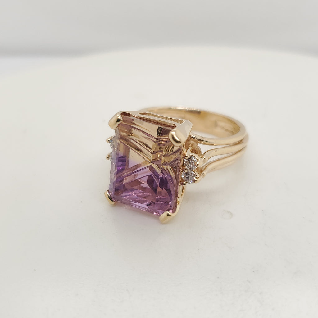 14kt Yellow Gold Ametrine and Diamond Ring
