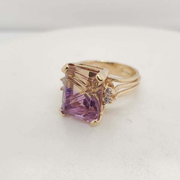 14kt Yellow Gold Ametrine and Diamond Ring