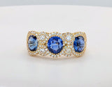 18K Yellow Gold Sapphire and Diamond Ring