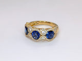 18K Yellow Gold Sapphire and Diamond Ring