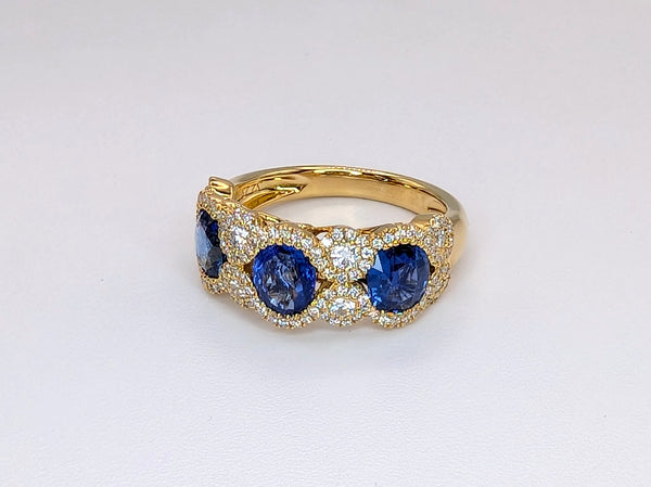 18K Yellow Gold Sapphire and Diamond Ring