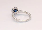 14K White Gold Royal Blue Sapphire and Diamond Ring