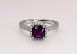 14K White Gold Rhodolite Garnet and Diamond Ring