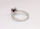 14K White Gold Rhodolite Garnet and Diamond Ring