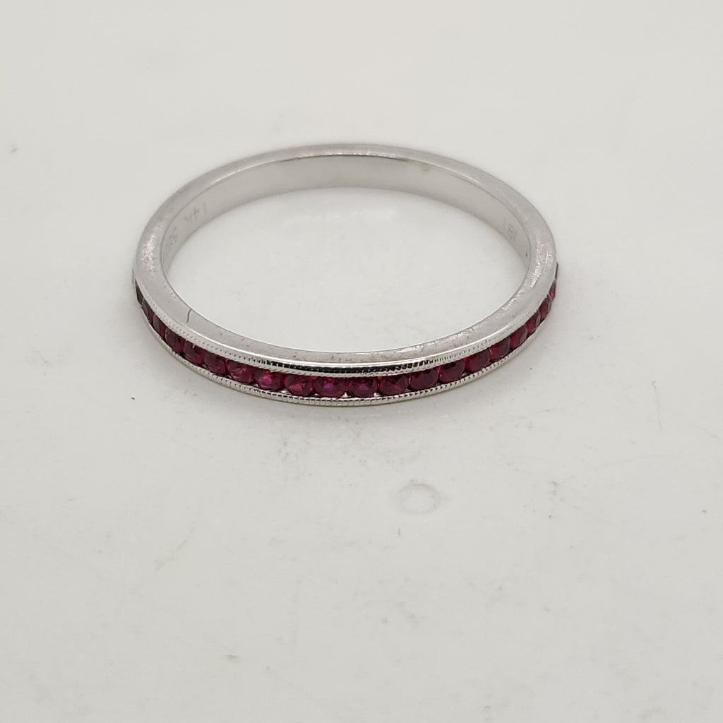 14kt White Gold Ruby Wedding Band