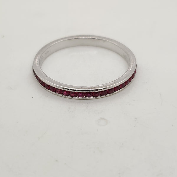 14kt White Gold Ruby Wedding Band
