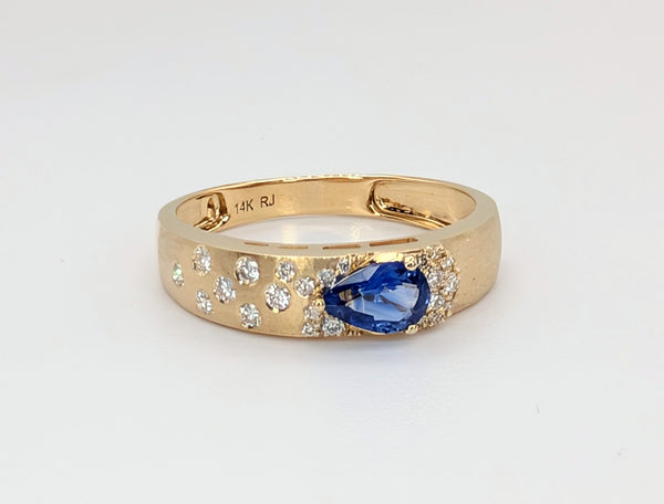 14K Yellow Gold Sapphire and Diamond Scatter Ring