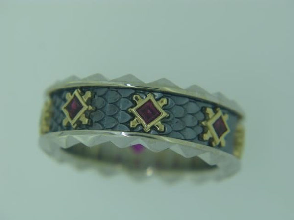 Custom Design 18Kt Gold, Silver And Ruby Mens Ring By Our Own Robert Whatley