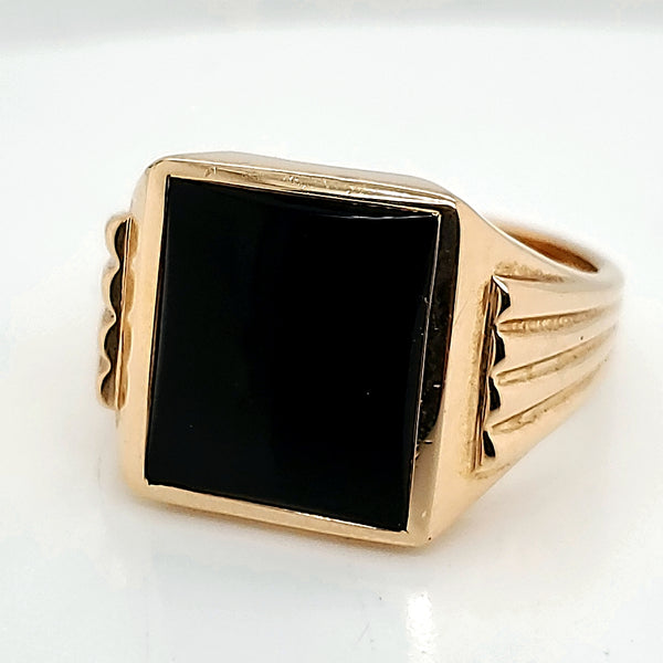 Mens 14Ktyg Onyx Ring