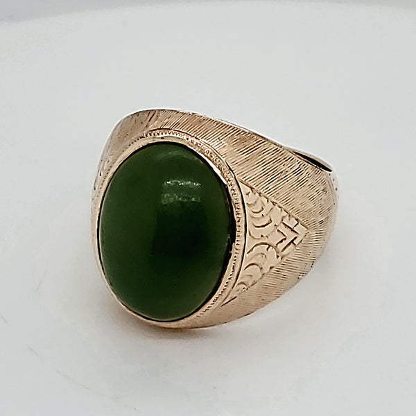 Vintage Mens 14kt Gold and Jade Ring