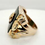 Vintage Mens 10kt Yellow Gold Jade Ring with Natural Alaskan Gold Nuggets