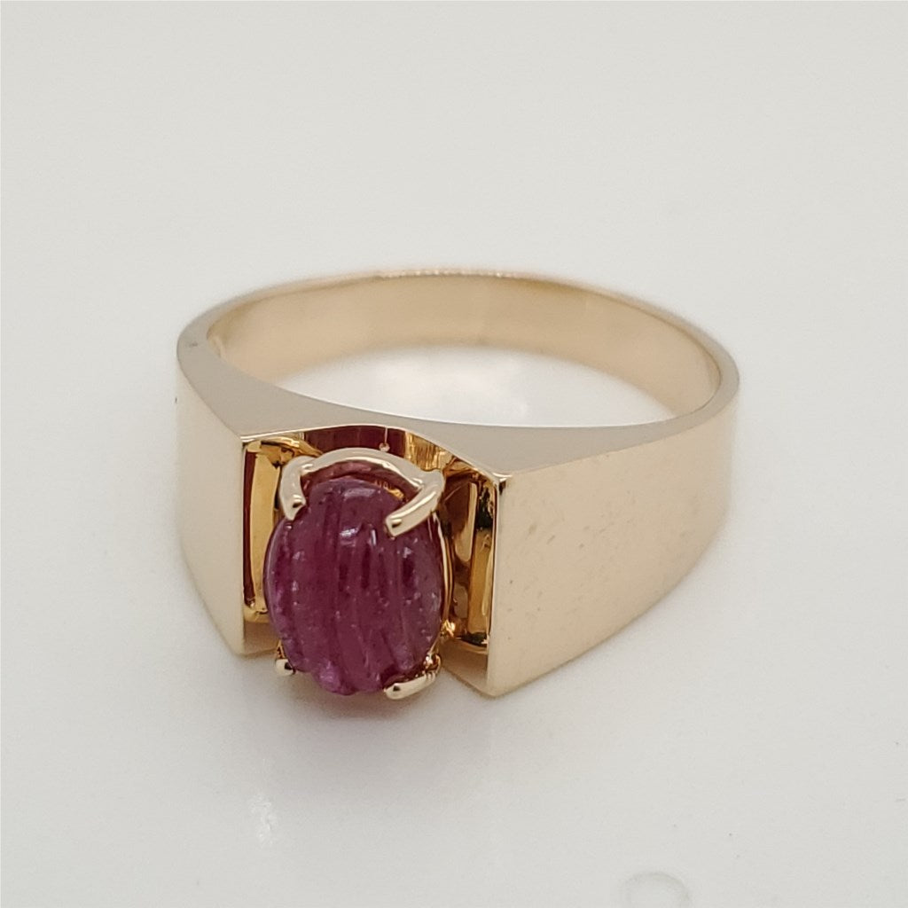 Vintage Mens 14kt Yellow Gold Ruby Ring