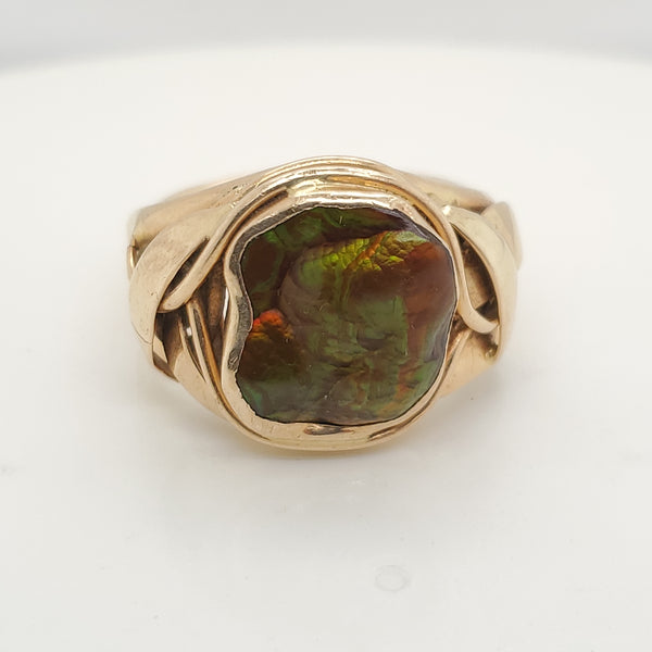 Vintage 14kt Yellow Gold and Fire Agate Mens Ring by Larry River