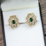 18kt yellow gold Tsavorite garnet and diamond earrings